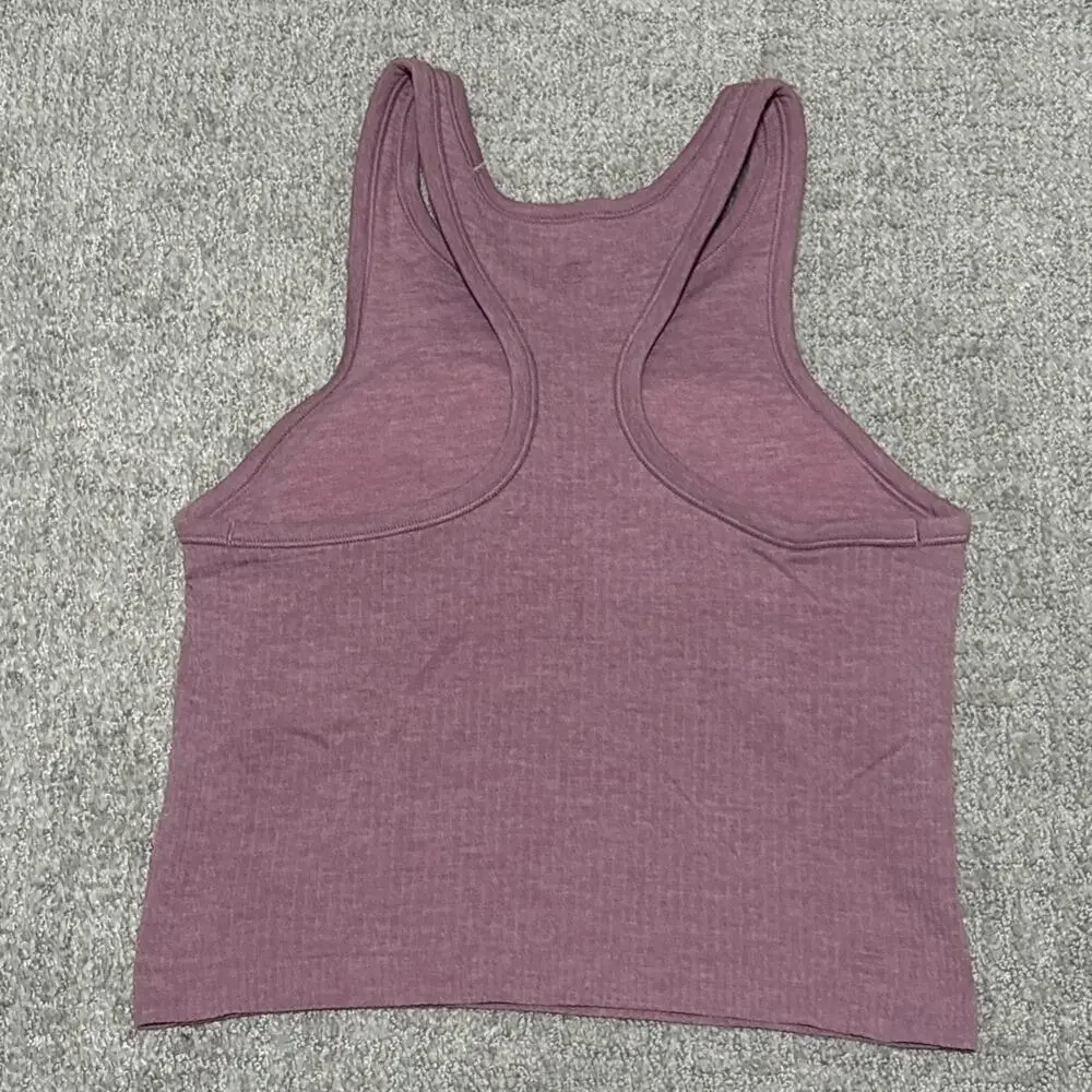 Lululemon Women’s Ebb to Street Cropped Mauve Ribbed Racerback Tank Top Size 8